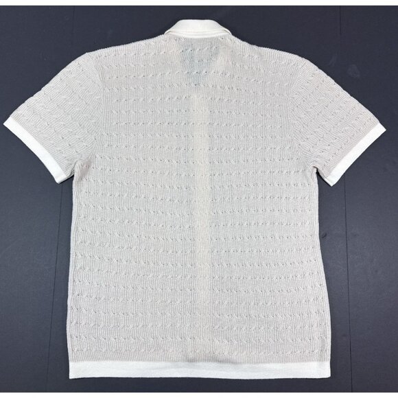 Abercrombie Fitch Mens Tonal Stitch Button Through Sweater Polo Sz Large Beige - Picture 5 of 8